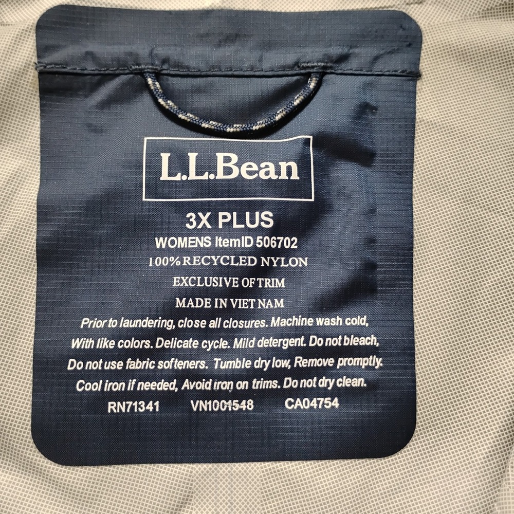 LL Bean Trail Model Rain Jacket Womens 3XL Navy Blue Waterproof Packable Plus Sz - Picture 2 of 14